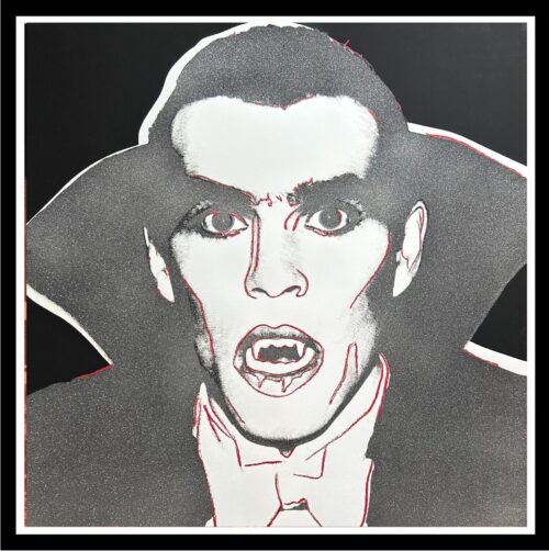 Andy Warhol “Dracula” (gray Dracula) (F&S II #264).  Trial proof with Diamond Dust.  Image from the Myths Suite of 1981.  High quality on white museum board.