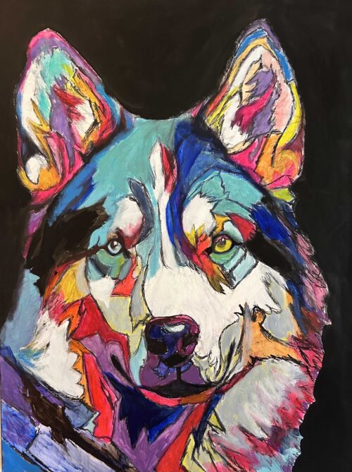 Frankie Duru - "Night Wolf", a unique painting